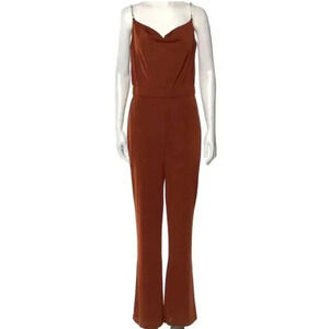 NEW Jason Wu Cowl Neck Burnt‎ Orange Adjustable Women’s Sz Medium Jumpsuit $325